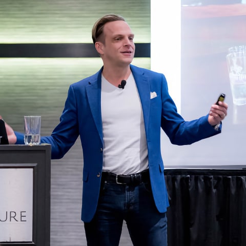 Andrew Burke speaking before an audience at ConFoo Montreal 2020